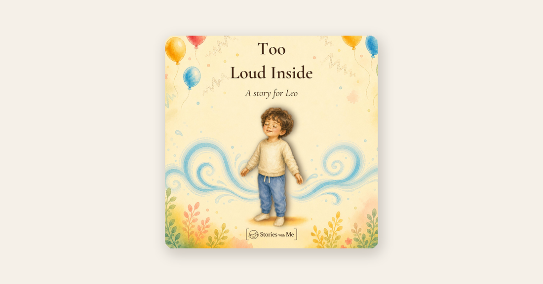Too Loud Inside personalized book cover on a cream background