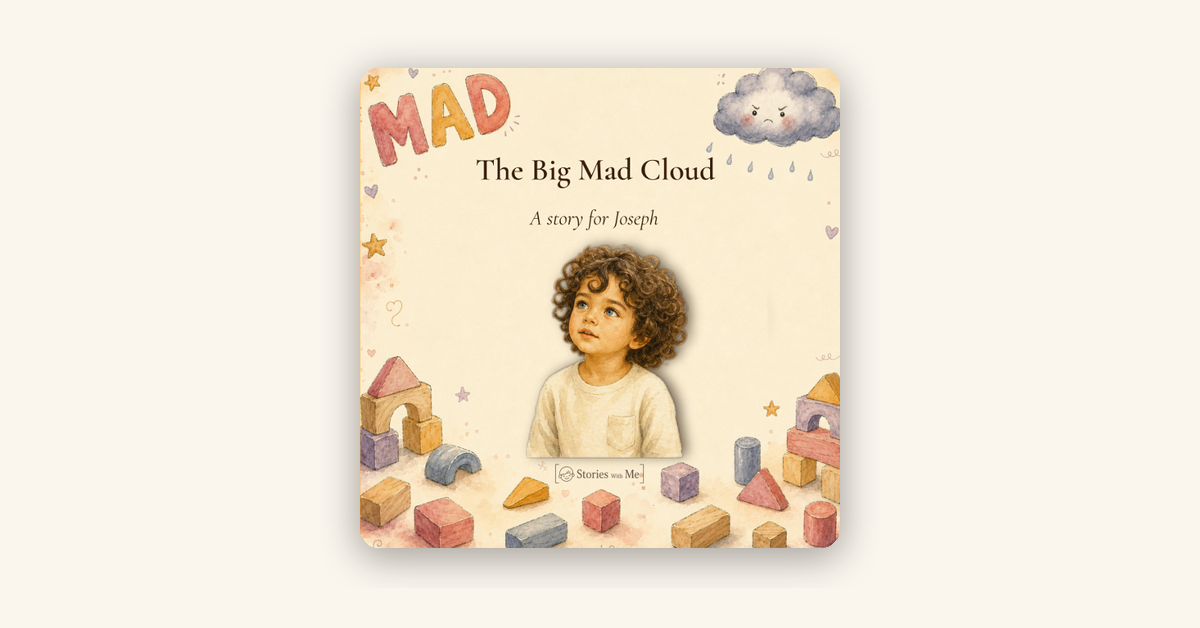 The Big Mad Cloud personalized book cover on a cream background