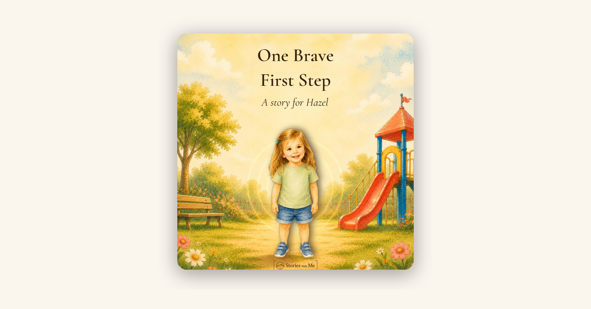 One Brave First Step personalized book cover on a cream background