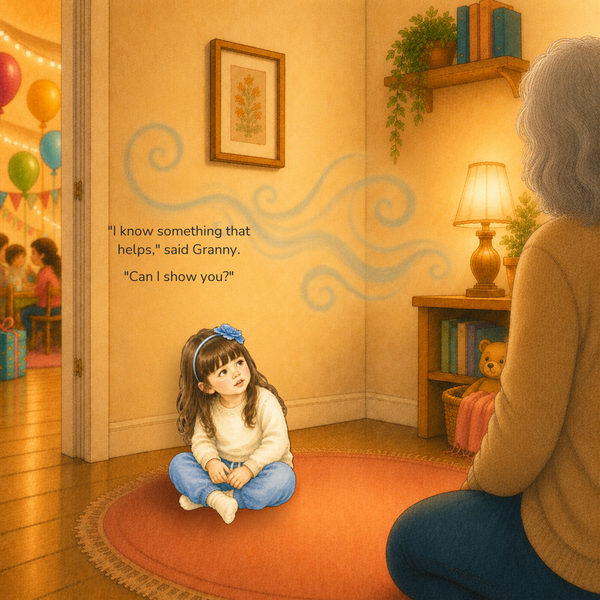 Interior page — 'I know something that helps,' said Granny, as Lindsey finds a quiet spot away from the party