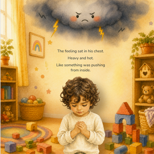 Interior page — the storm cloud looms while the feeling sits heavy and hot in Joseph's chest