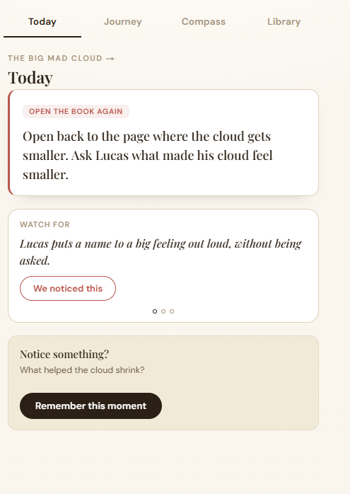 Companion app Today screen with the weekly moment to notice